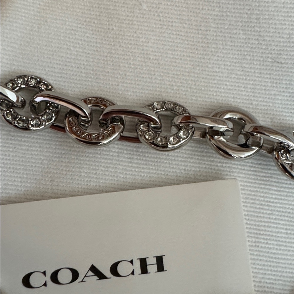 Open Coach Circle Silver Chain Necklace NWT - Picture 6 of 6